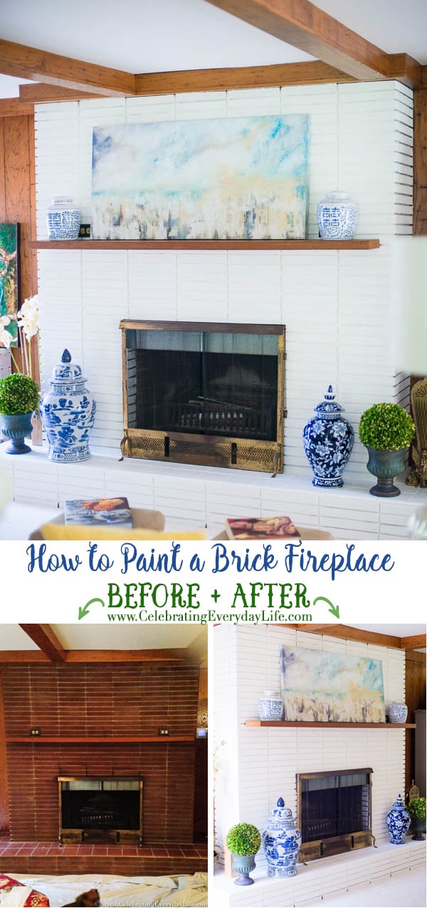 How To Paint A Brick Fireplace, How To Paint A Dark Wood Fireplace White