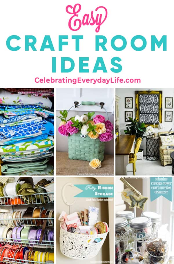 collage of craft room organization ideas